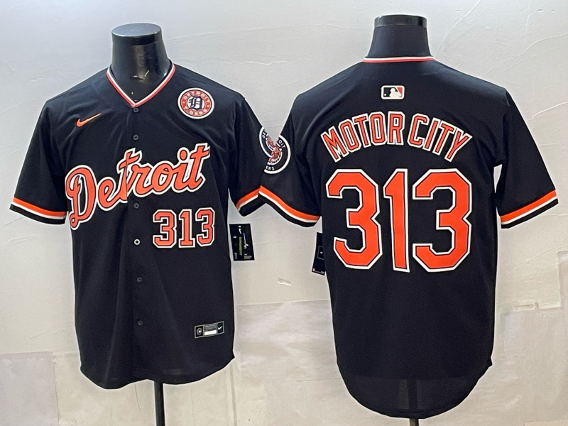 Men Detroit Tigers 313 Motorcity black Game Nike MLB Jersey 2026002